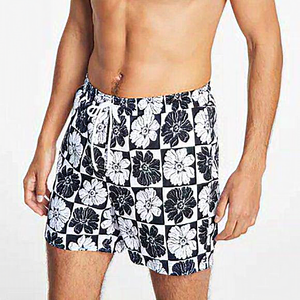 INC Men's Blooms‎ 5" Board Shorts Swim Trunks Black White M